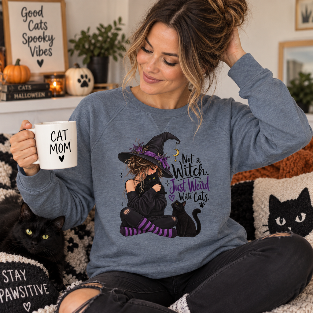 Not a Witch, Just Weird With Cats Women’s Halloween Sweatshirt