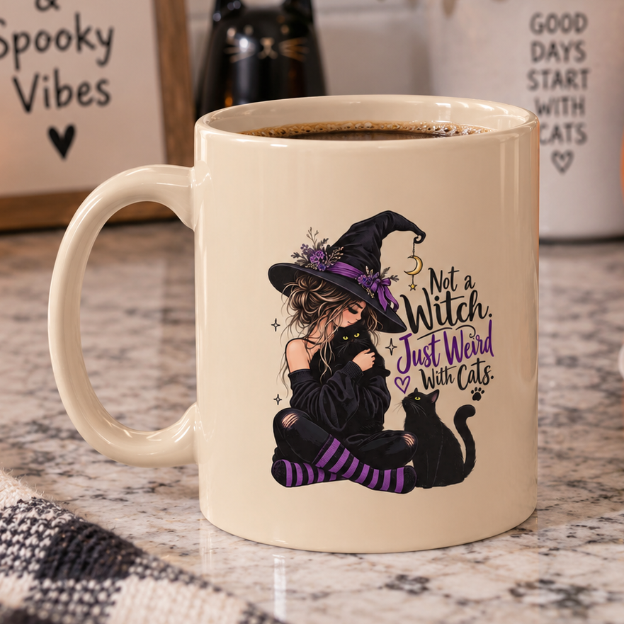 Not a Witch, Just Weird With Cats Halloween Coffee Mug