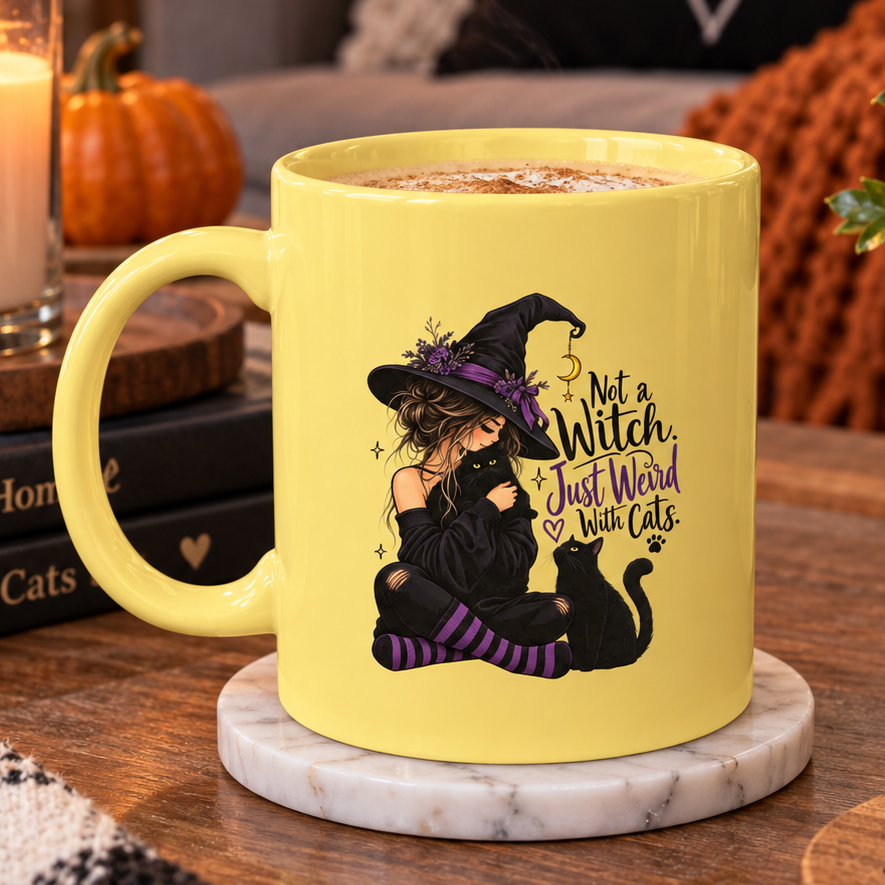 Not a Witch, Just Weird With Cats Halloween Coffee Mug
