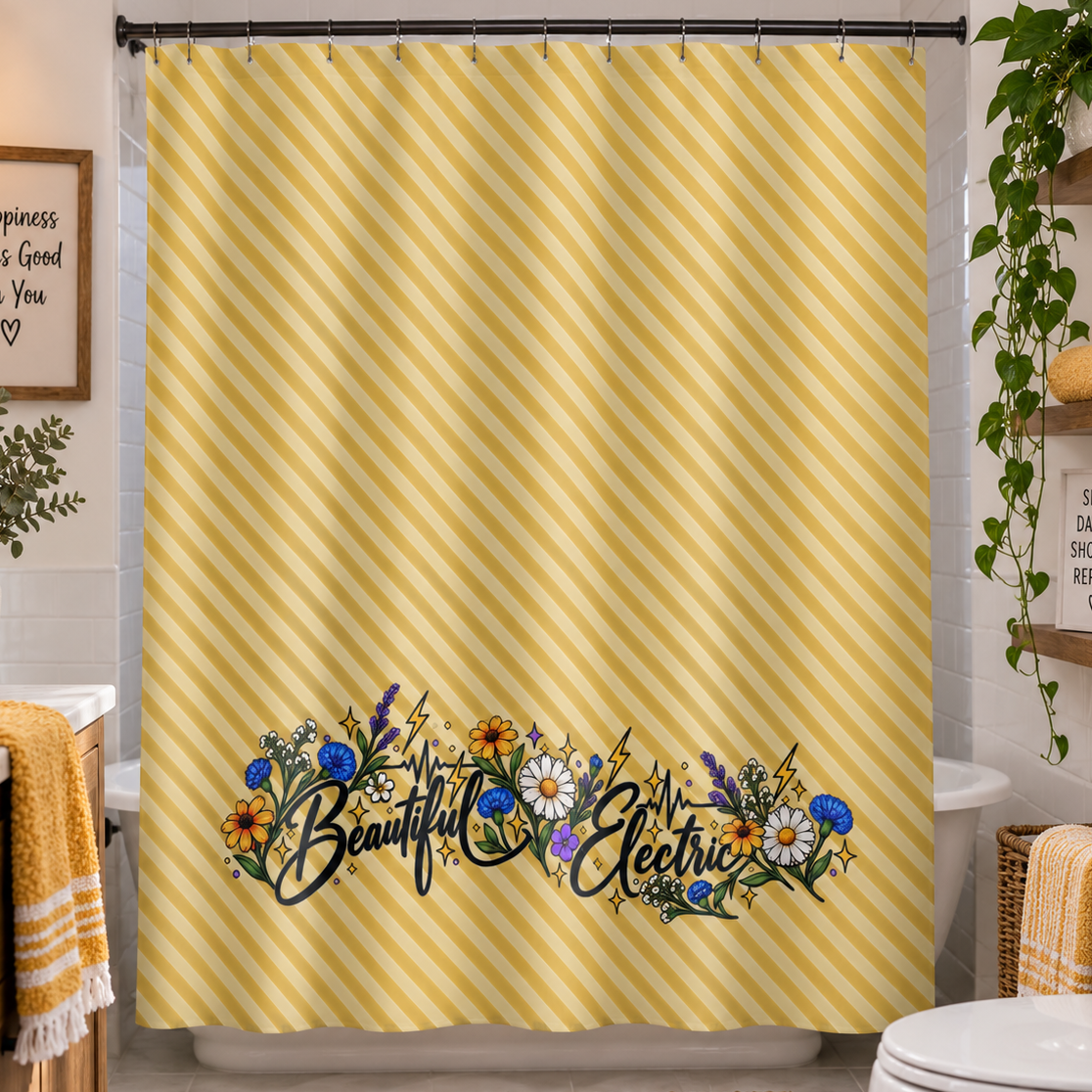 Beautiful Electric Epilepsy Awareness Floral Shower Curtain