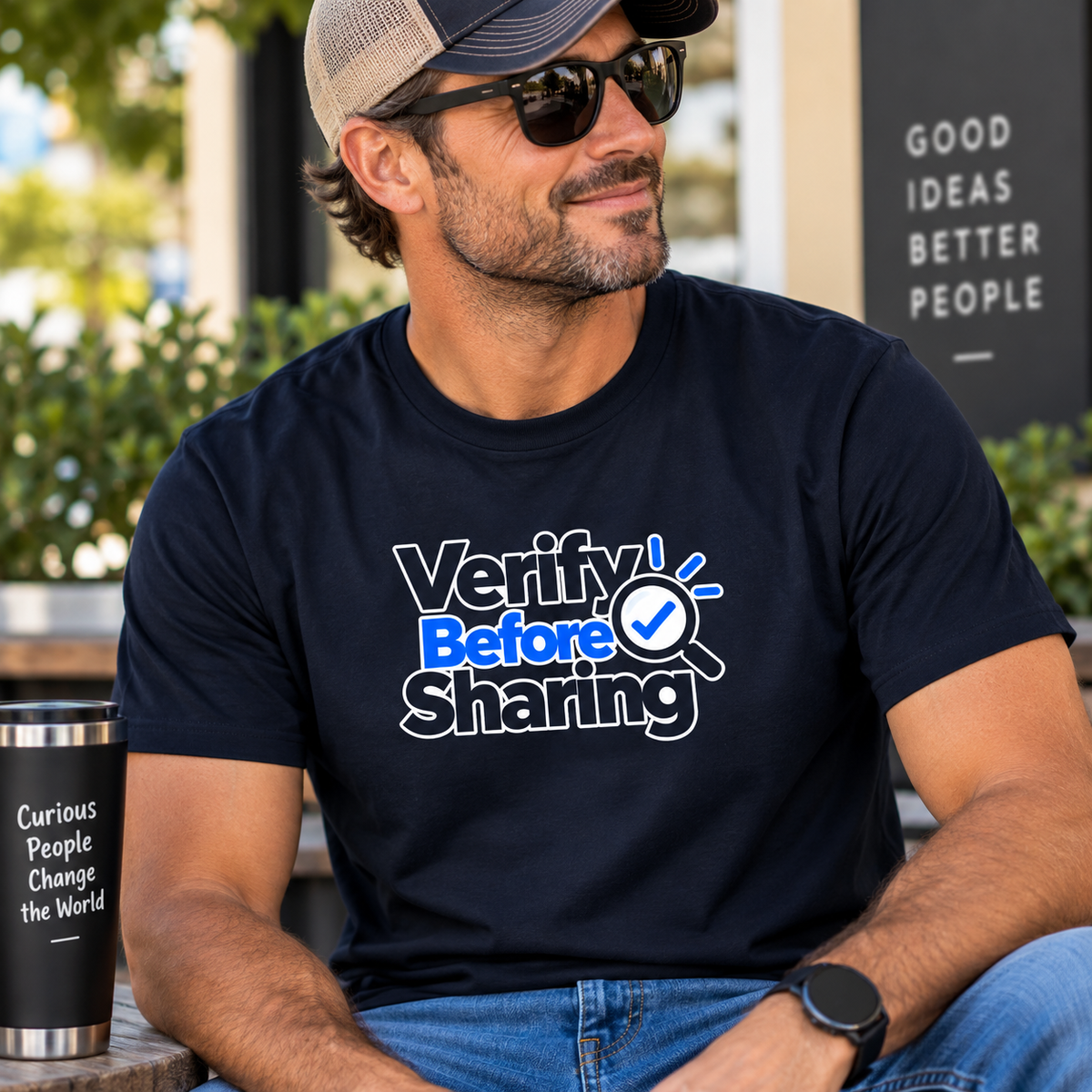 Verify Before Sharing T-Shirt | Critical Thinking & Media Literacy Graphic Tee