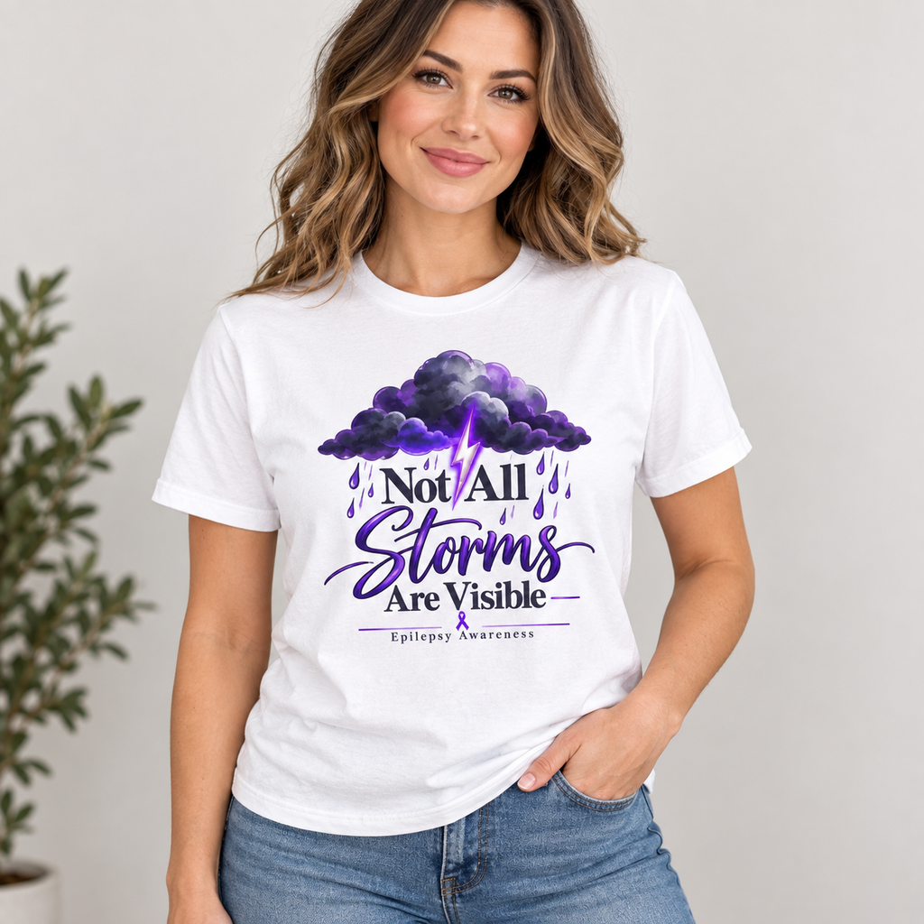 Not All Storms Are Visible Epilepsy Awareness T-Shirt | Purple Epilepsy Shirt | Comfort Colors Tee