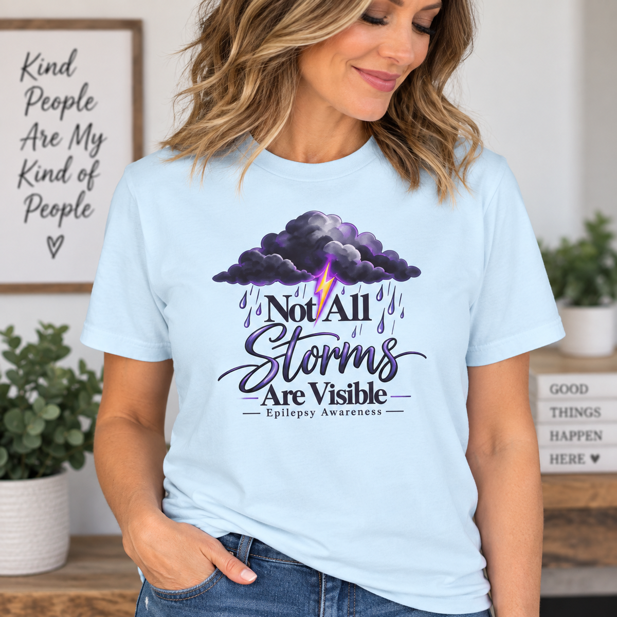 Not All Storms Are Visible Epilepsy Awareness T-Shirt | Purple Epilepsy Shirt | Comfort Colors Tee