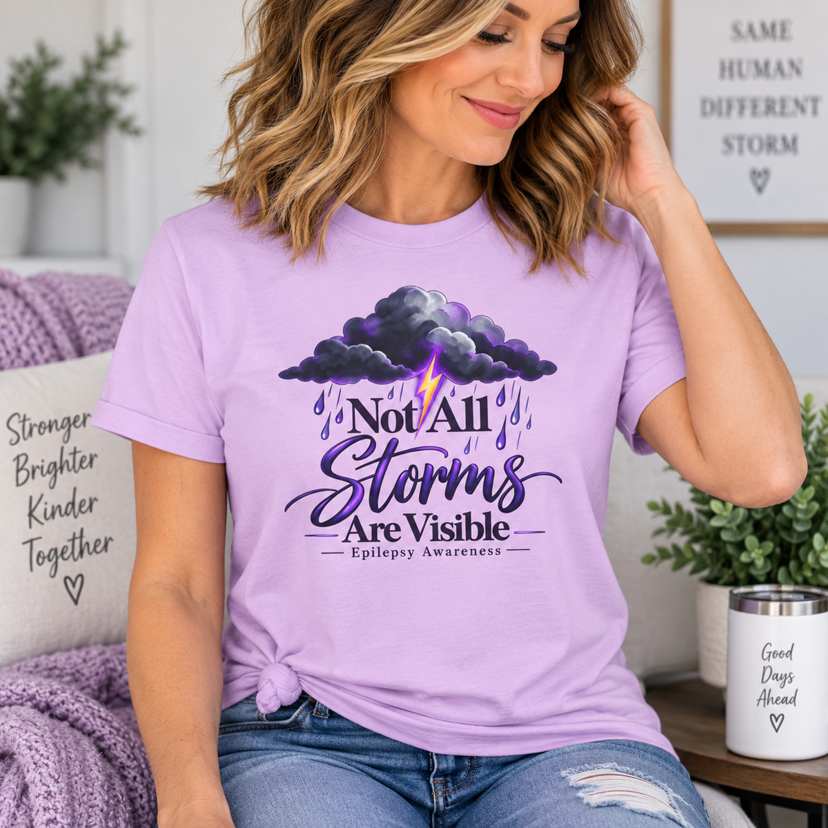 Not All Storms Are Visible Epilepsy Awareness T-Shirt | Purple Epilepsy Shirt | Comfort Colors Tee