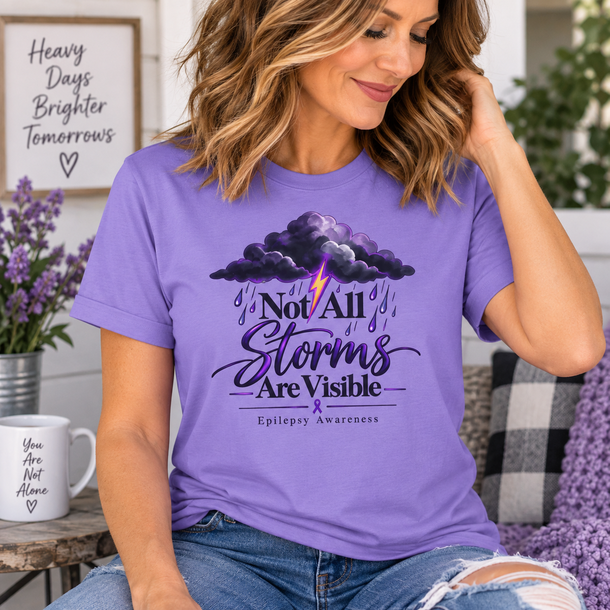 Not All Storms Are Visible Epilepsy Awareness T-Shirt | Purple Epilepsy Shirt | Comfort Colors Tee