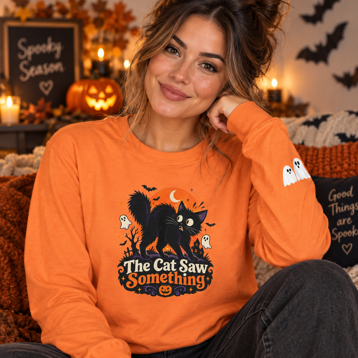 The Cat Saw Something Halloween Long Sleeve Shirt