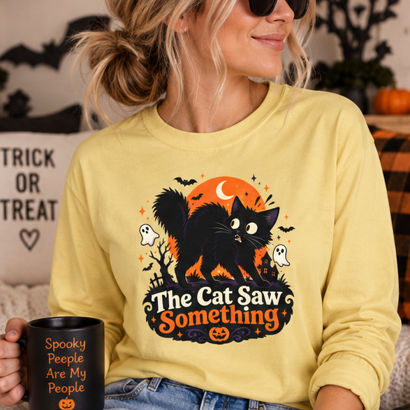 The Cat Saw Something Halloween Long Sleeve Shirt