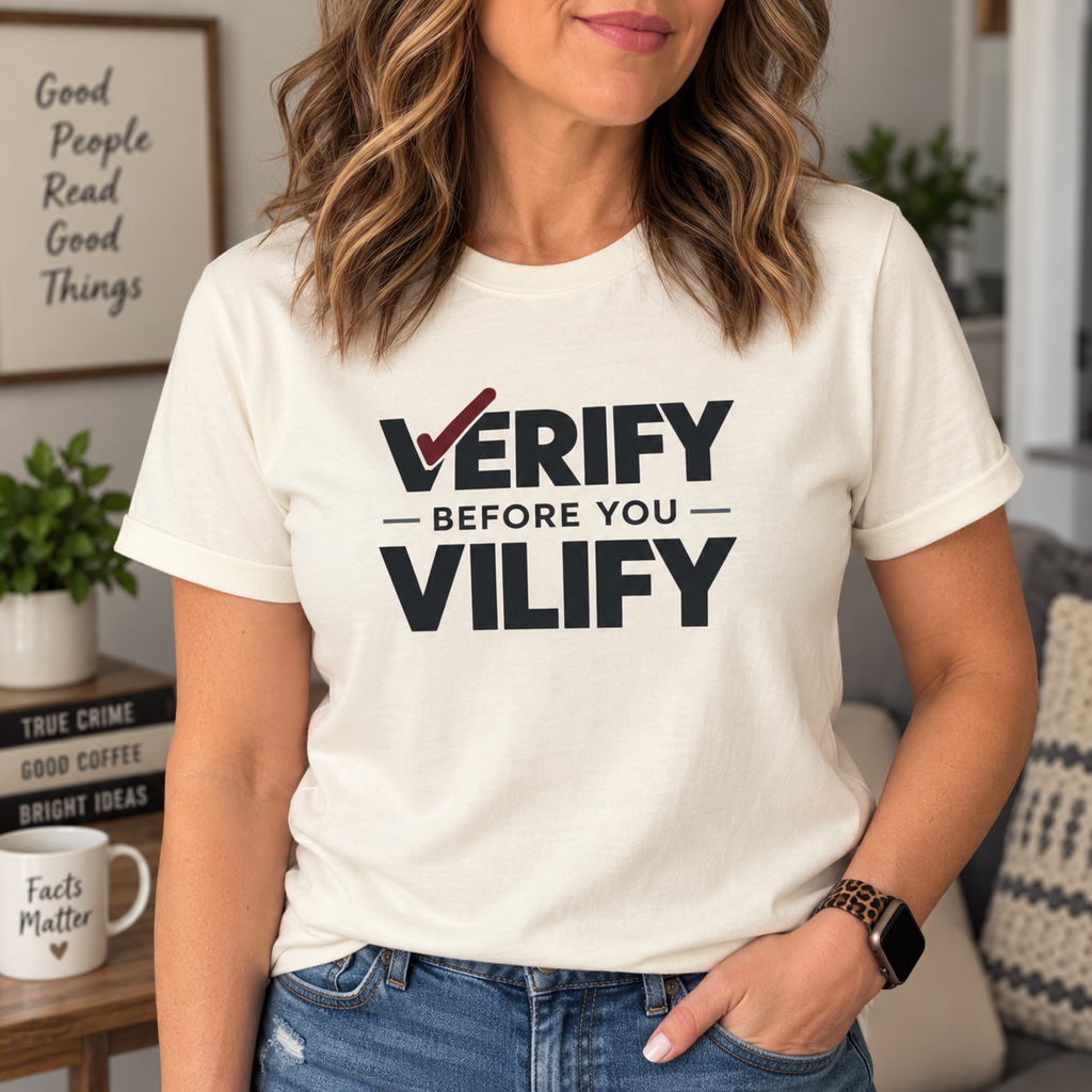 Verify Before You Vilify Garment-Dyed T-Shirt | Fact Check Graphic Tee