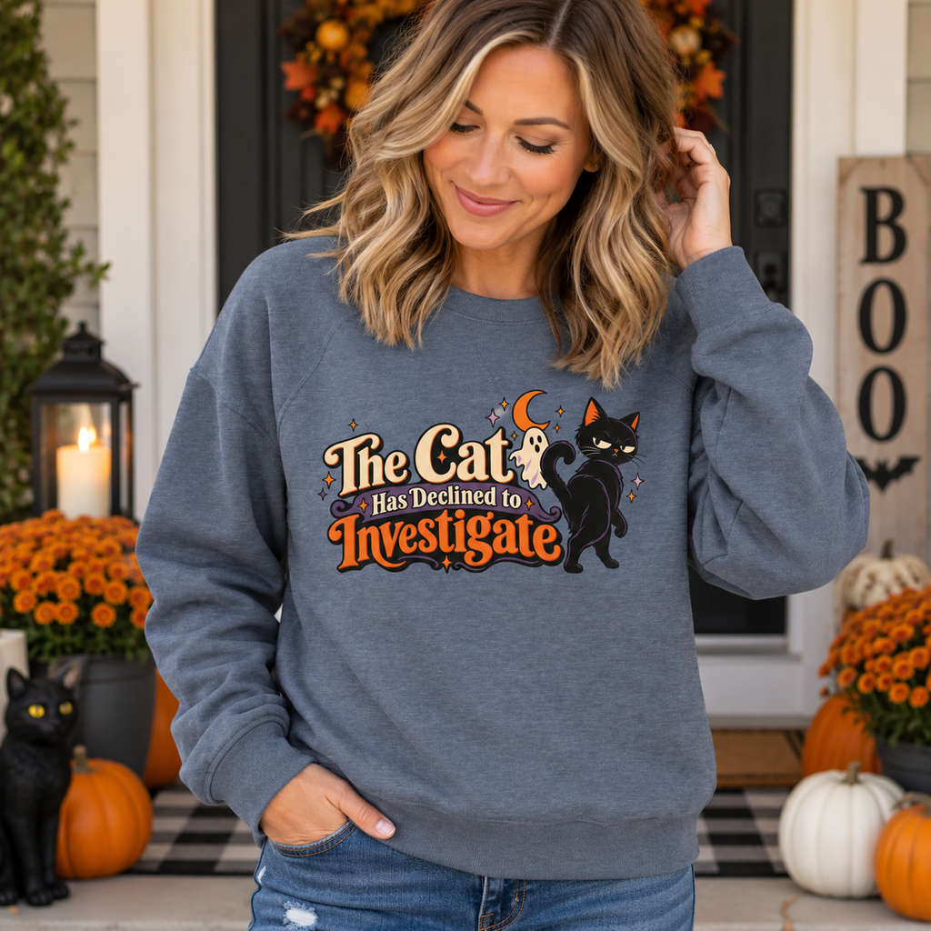 The Cat Has Declined to Investigate Women's Halloween Lightweight Crewneck