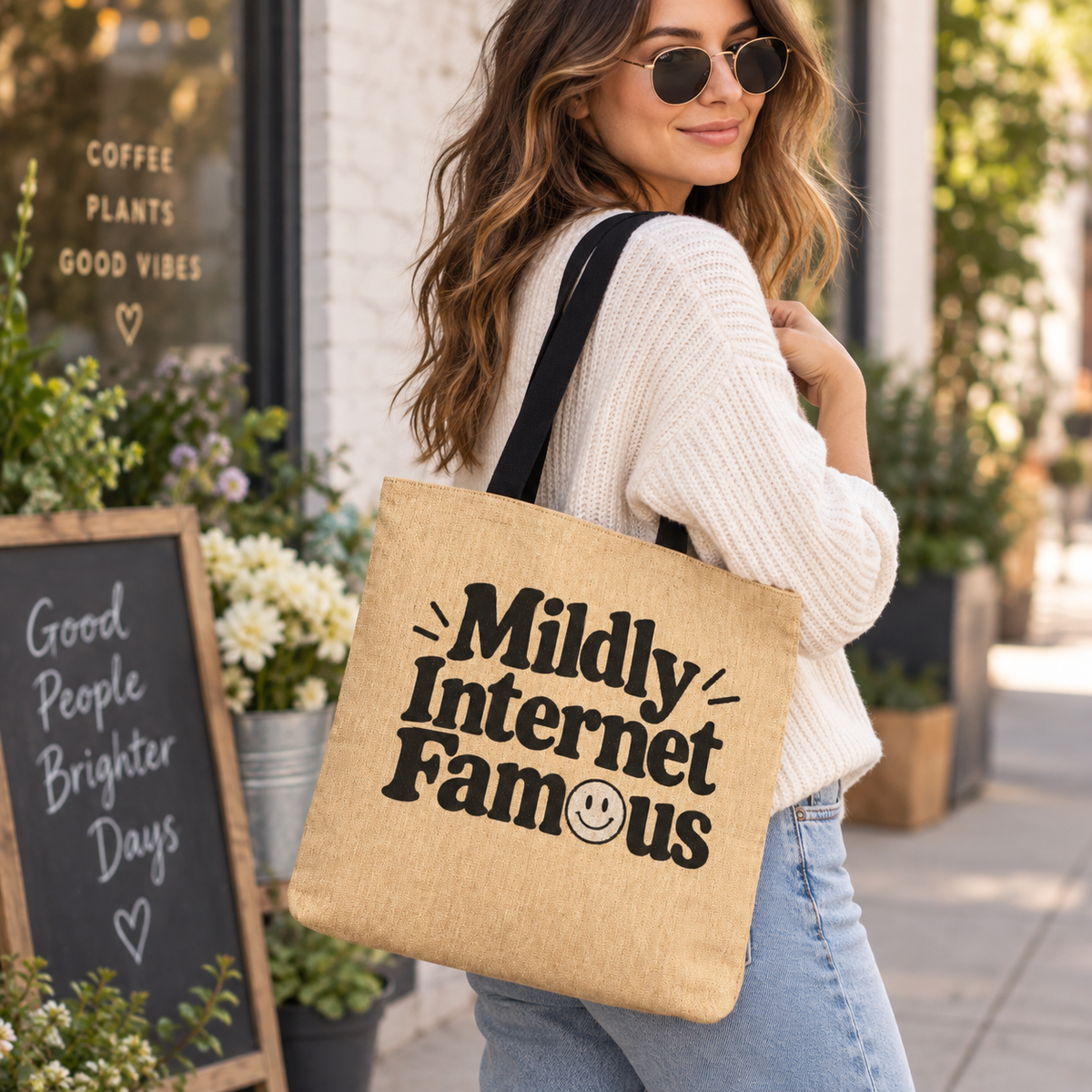Mildly Internet Famous Woven Tote Bag | Funny Social Media & Creator Gift