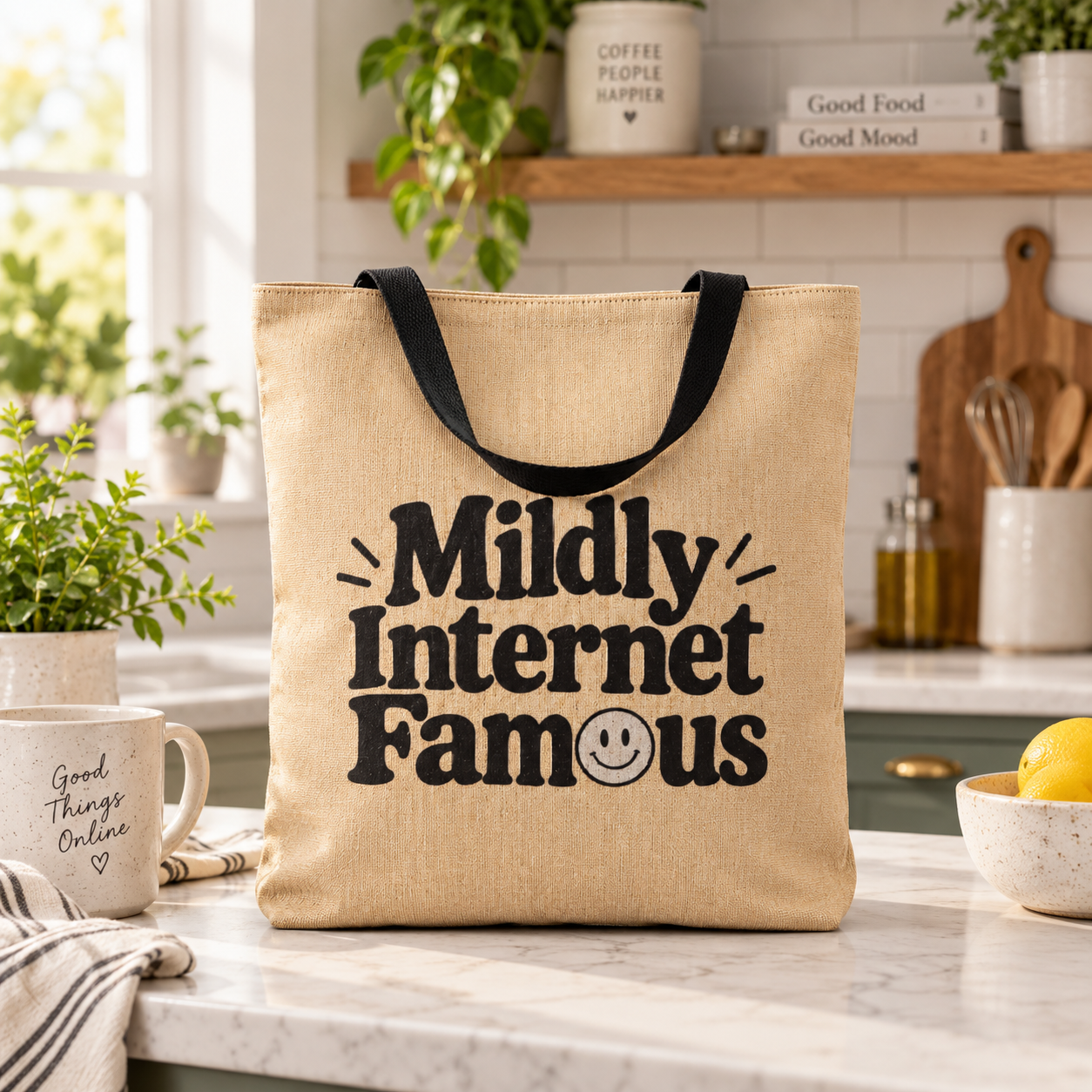 Mildly Internet Famous Woven Tote Bag | Funny Social Media & Creator Gift