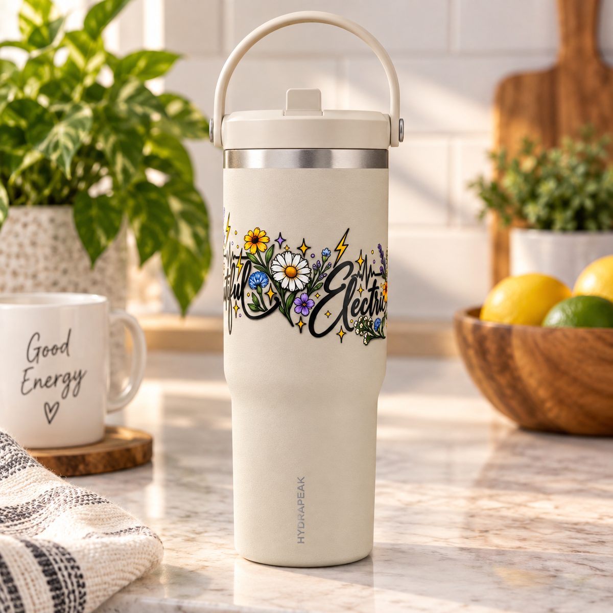 Beautifully Electric 32 oz Tumbler | Epilepsy Awareness Floral Travel Cup