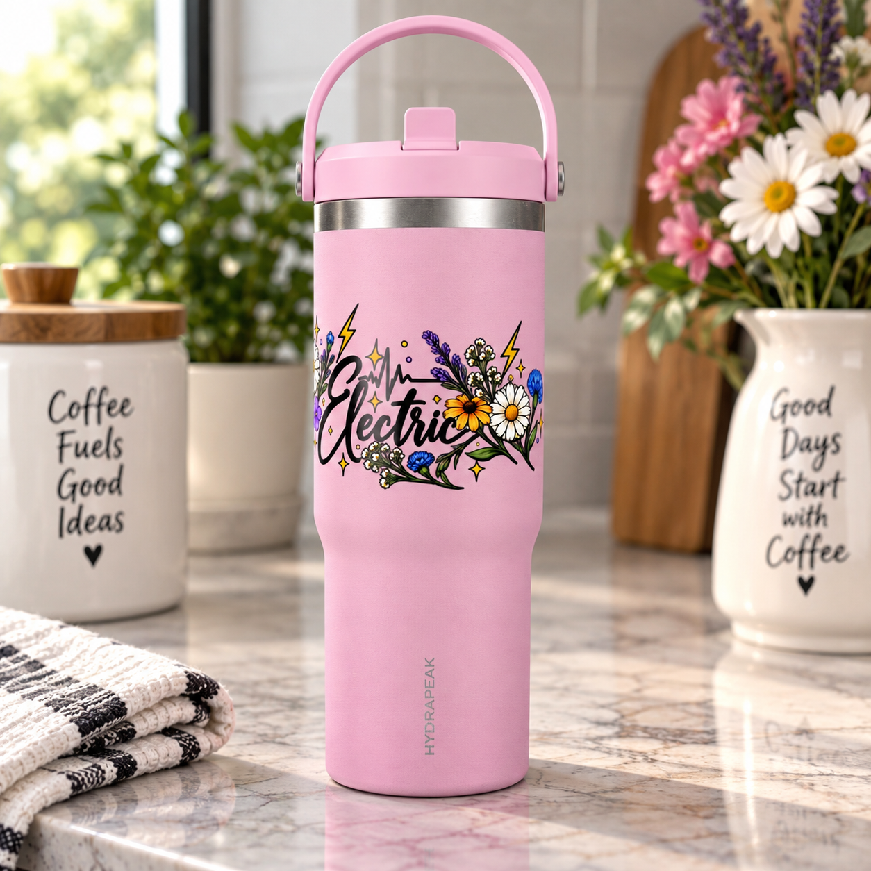 Beautifully Electric 32 oz Tumbler | Epilepsy Awareness Floral Travel Cup