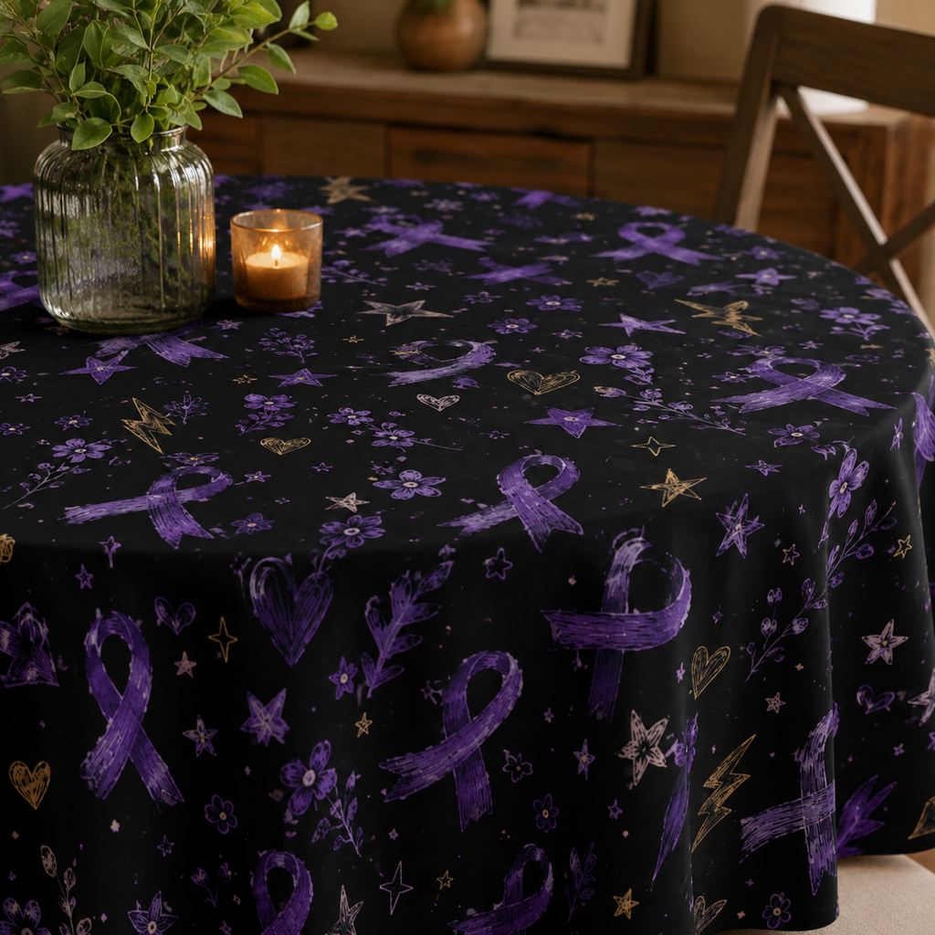 Purple Ribbon Garden Epilepsy Awareness Tablecloth
