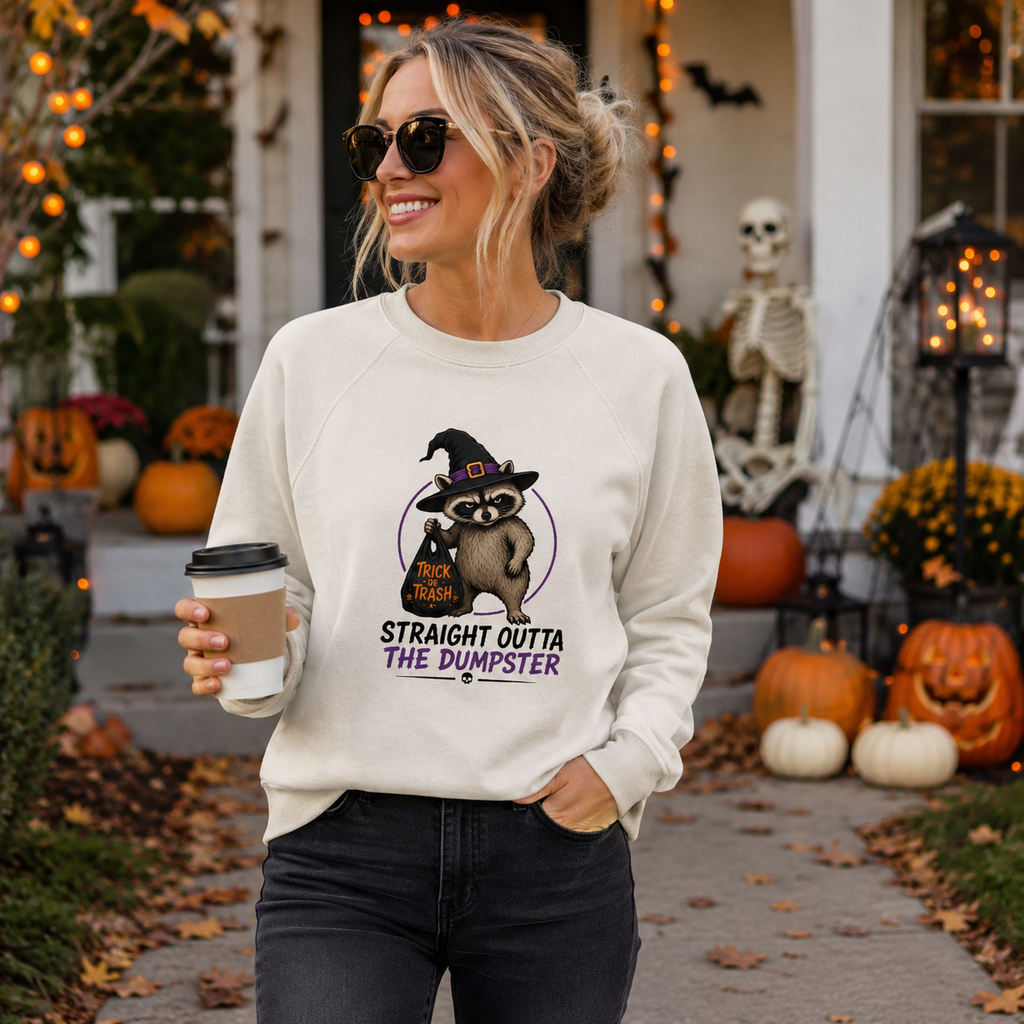 Jimothy “Straight Outta the Dumpster” Halloween Lightweight Crewneck Sweatshirt