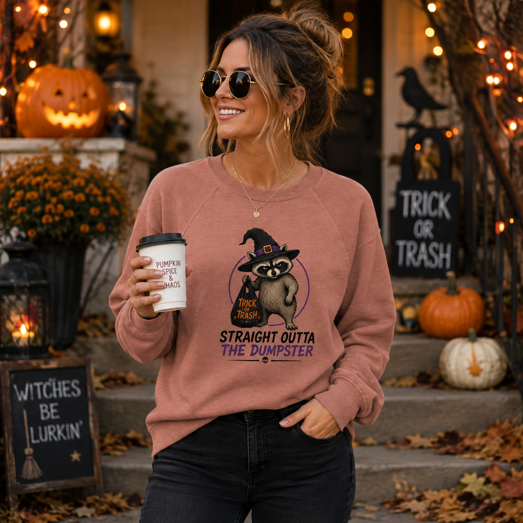 Jimothy “Straight Outta the Dumpster” Halloween Lightweight Crewneck Sweatshirt