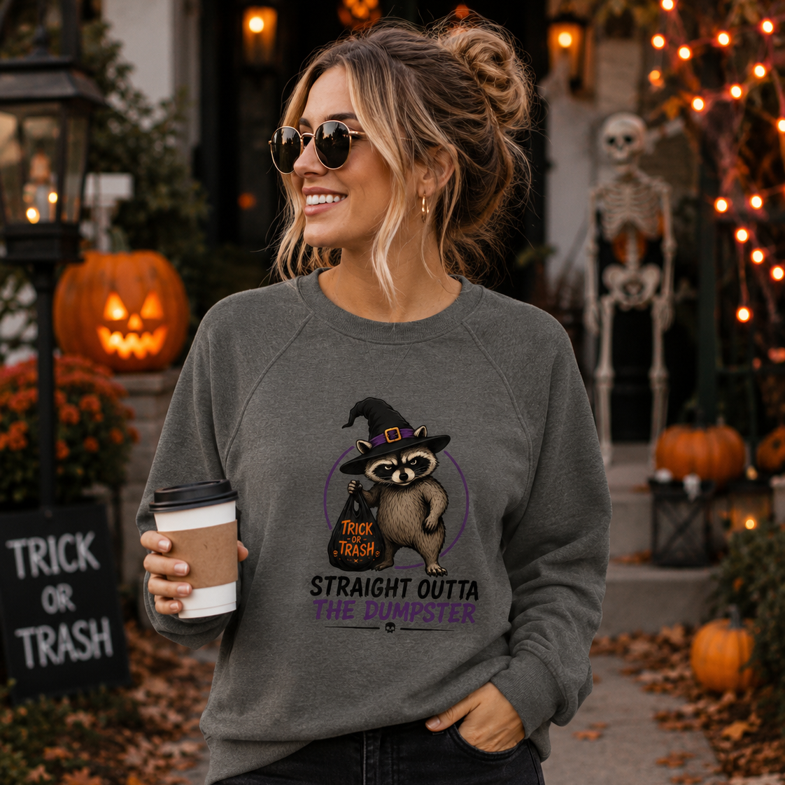 Jimothy “Straight Outta the Dumpster” Halloween Lightweight Crewneck Sweatshirt