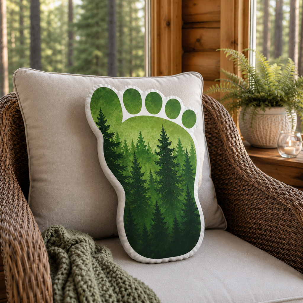 Bigfoot Footprint Shaped Pillow | Forest Sasquatch Decor