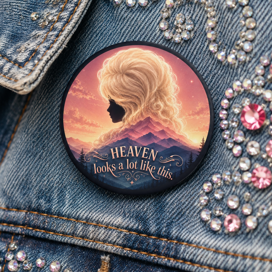 Heaven Looks a Lot Like This Pinback Button | Mountain Glam Pin | Appalachian-Inspired Button