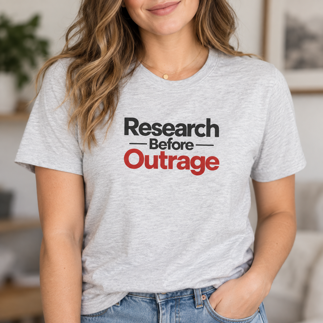 Research Before Outrage Tri-Blend T-Shirt | Social Media & Critical Thinking Tee
