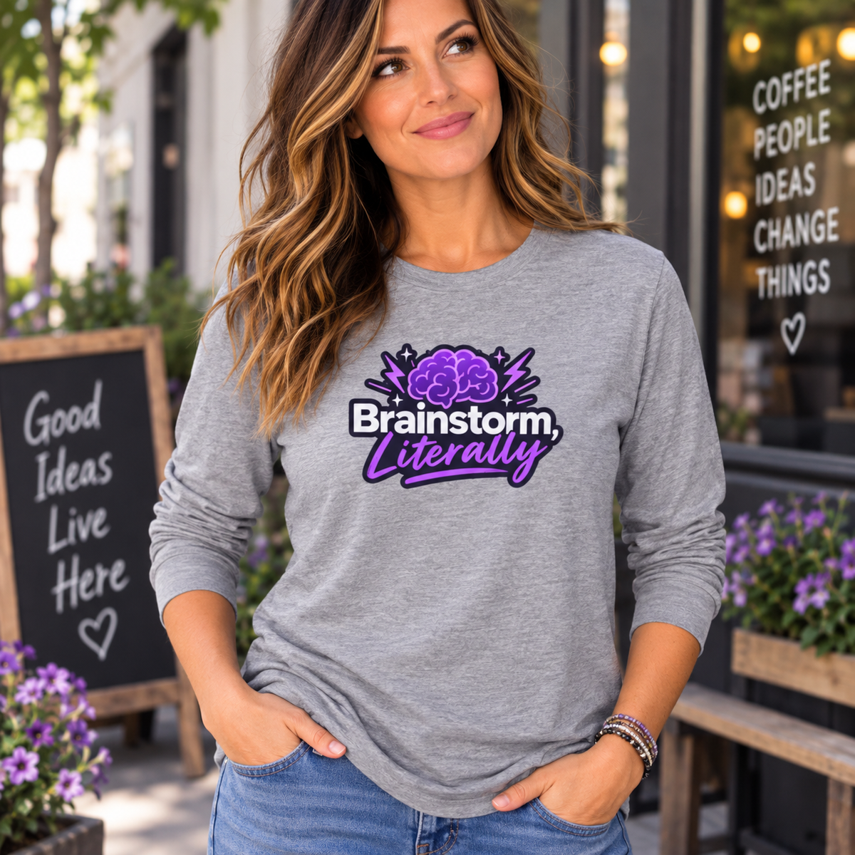 Brainstorm, Literally Epilepsy Awareness Long Sleeve Shirt | Purple Brain Epilepsy Tee