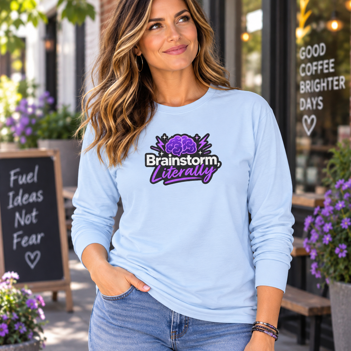 Brainstorm, Literally Epilepsy Awareness Long Sleeve Shirt | Purple Brain Epilepsy Tee