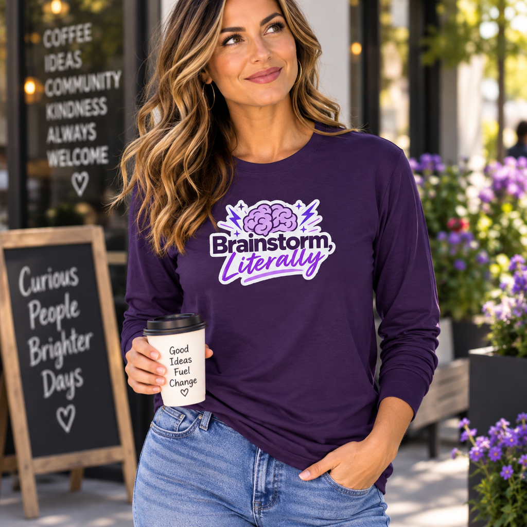 Brainstorm, Literally Epilepsy Awareness Long Sleeve Shirt | Purple Brain Epilepsy Tee