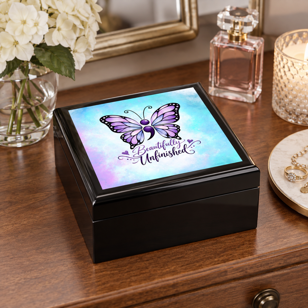 Beautifully Unfinished Butterfly Jewelry Box | Inspirational Keepsake Box