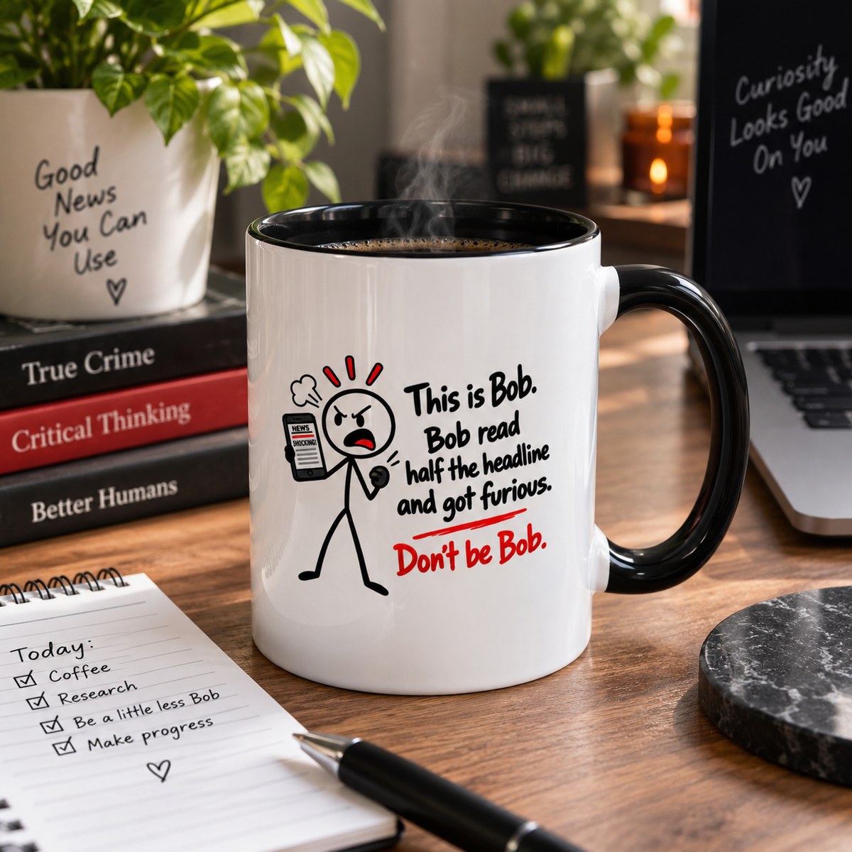 Don’t Be Bob Headline Mug | Funny Social Media & True Crime Coffee Mug (11, 15oz)