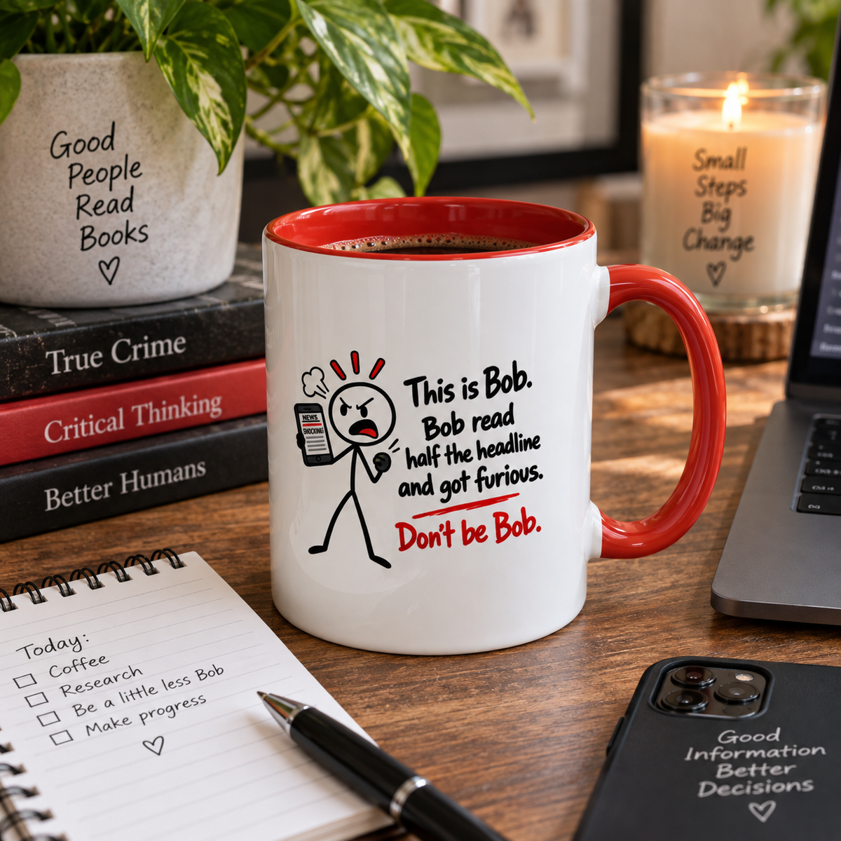 Don’t Be Bob Headline Mug | Funny Social Media & True Crime Coffee Mug (11, 15oz)