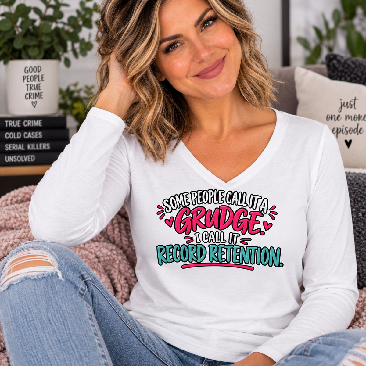 Some People Call It a Grudge Record Retention Women’s Long Sleeve V-Neck Shirt