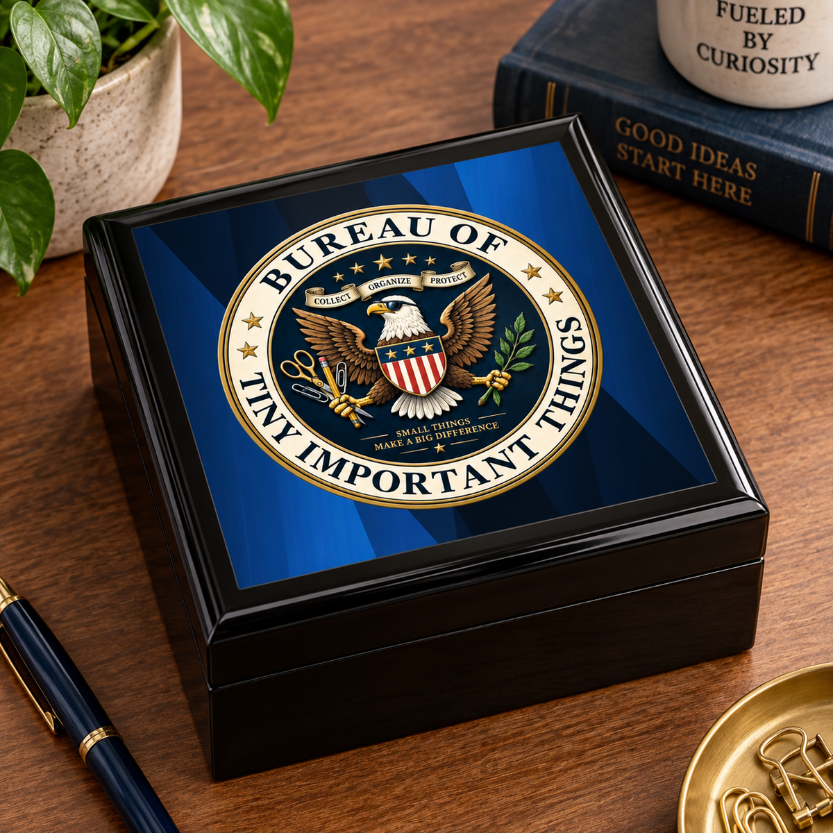 Bureau of Tiny Important Things Collection Box | Funny Office Keepsake & Small Item Storage Box