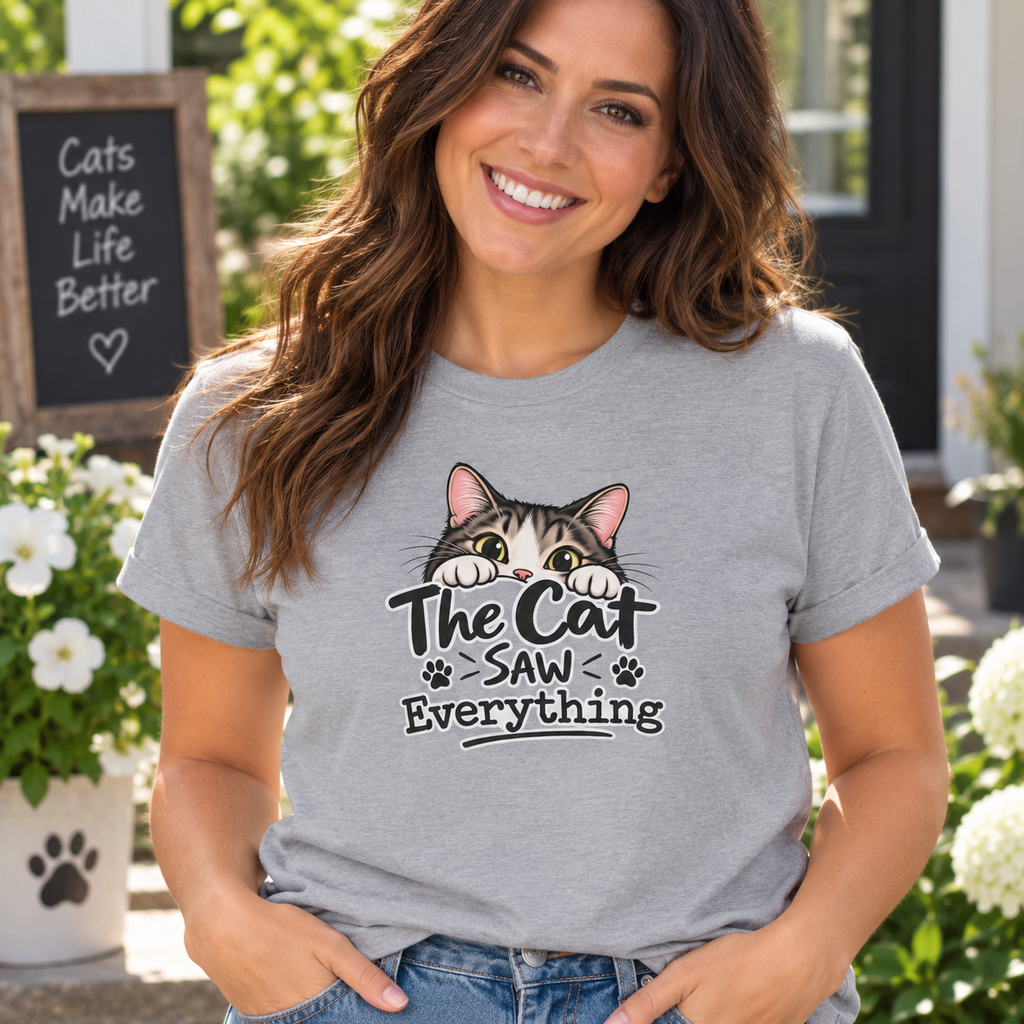 The Cat Saw Everything T-Shirt | Funny Cat Lover Graphic Tee
