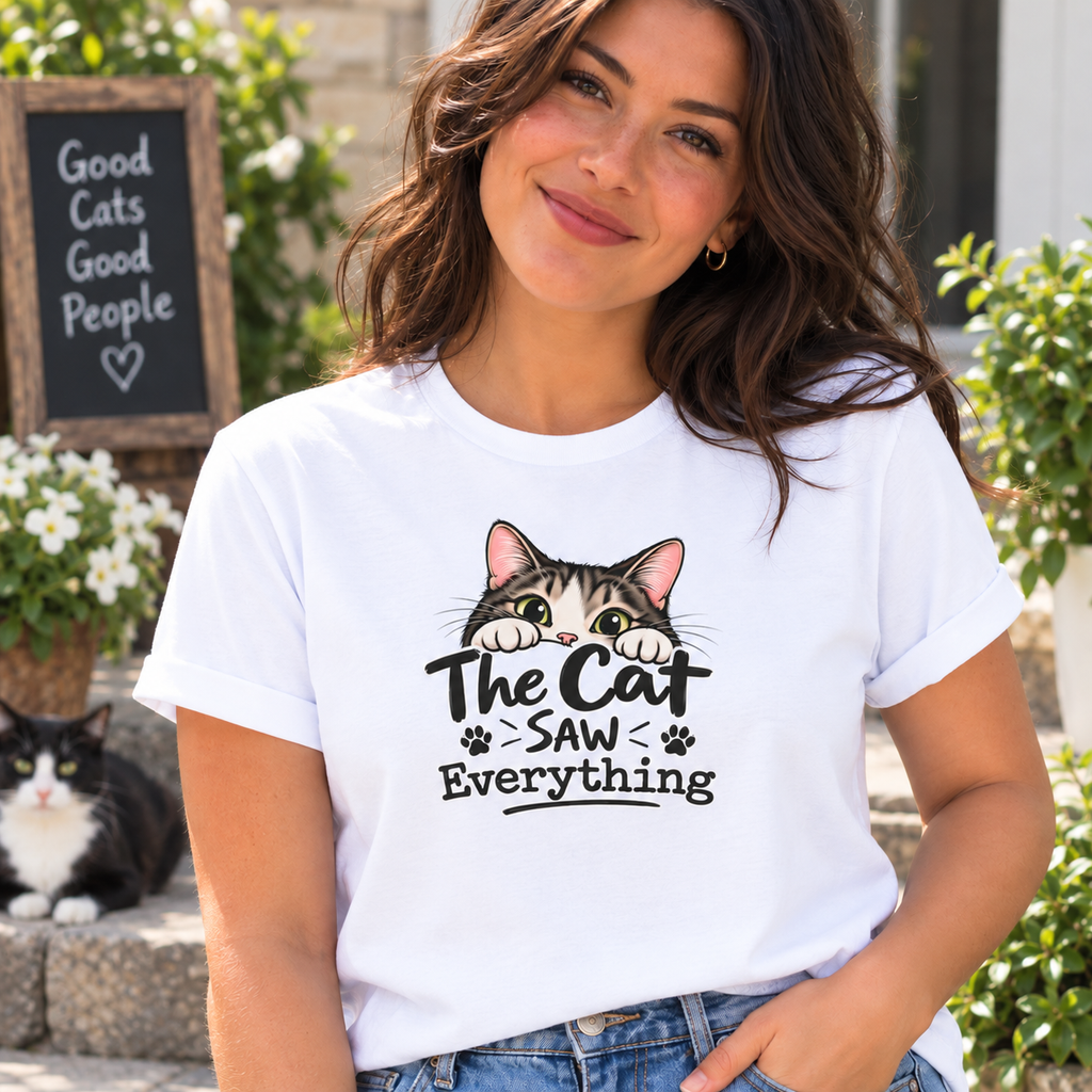 The Cat Saw Everything T-Shirt | Funny Cat Lover Graphic Tee