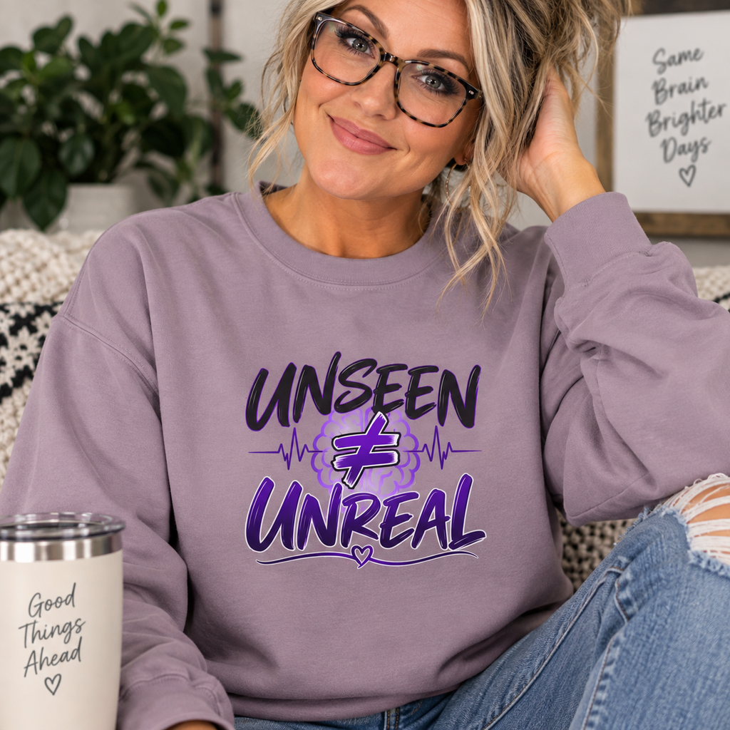 Unseen ≠ Unreal Epilepsy Awareness Crewneck Sweatshirt