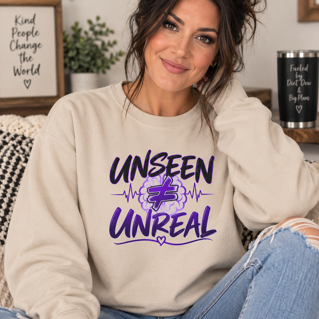 Unseen ≠ Unreal Epilepsy Awareness Crewneck Sweatshirt