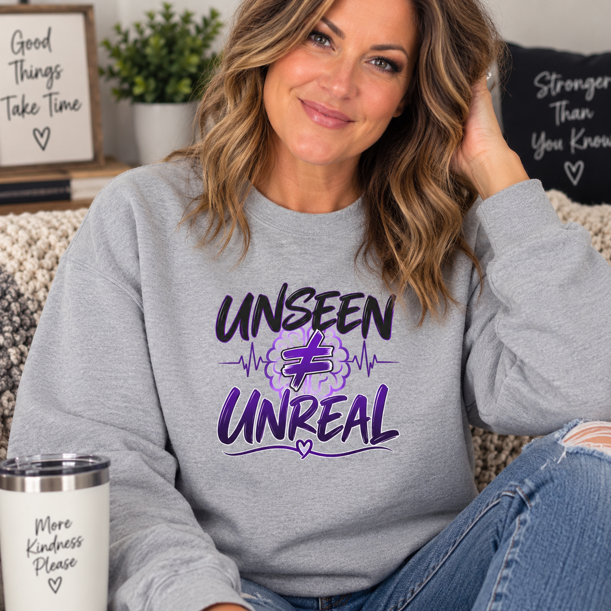 Unseen ≠ Unreal Epilepsy Awareness Crewneck Sweatshirt