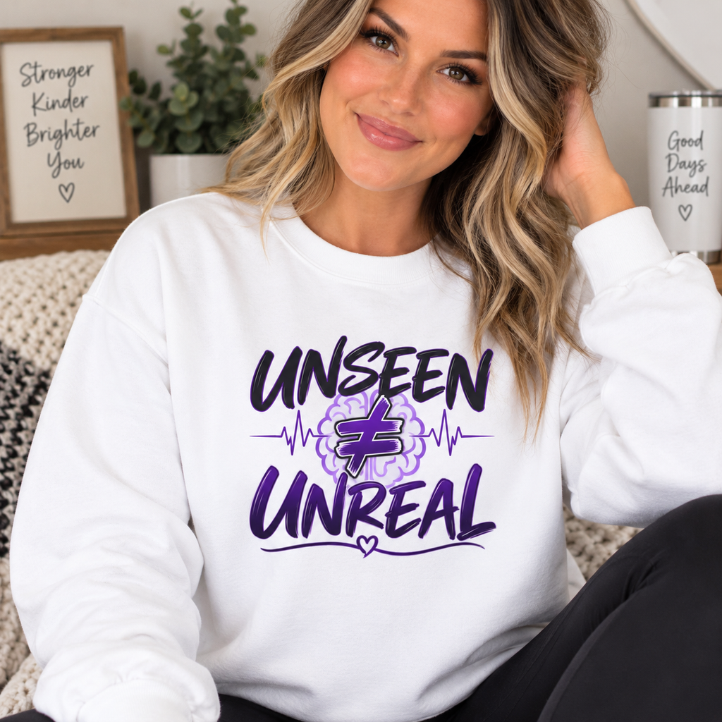 Unseen ≠ Unreal Epilepsy Awareness Crewneck Sweatshirt