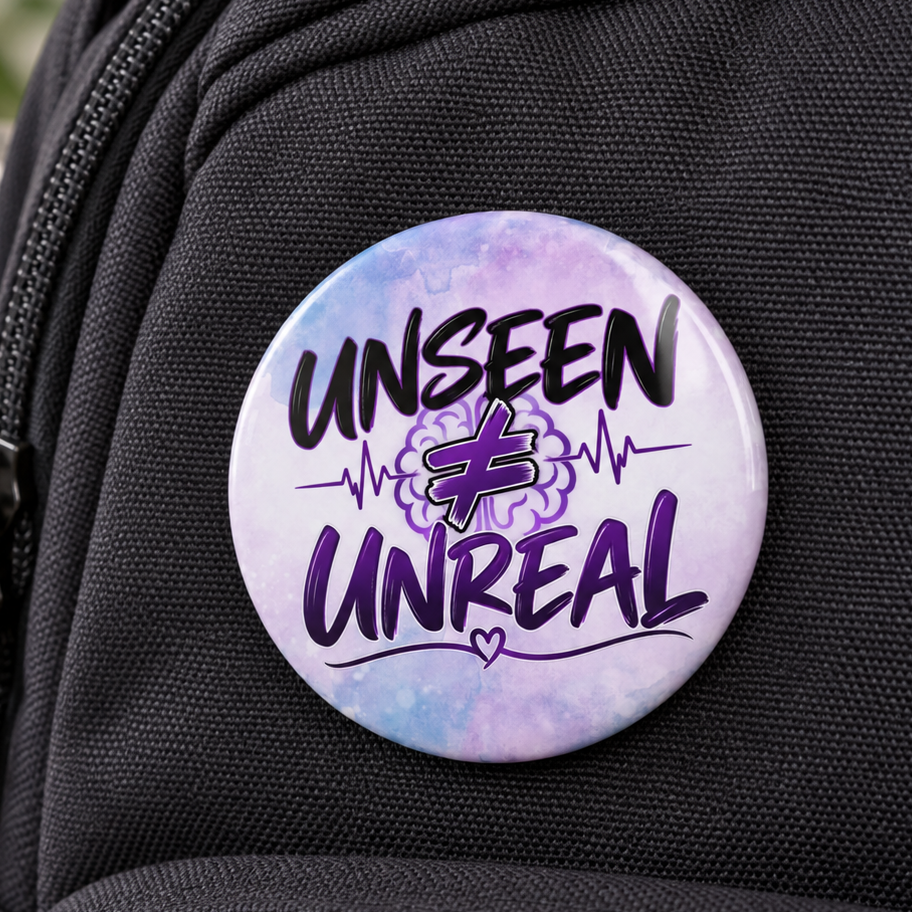 Unseen ≠ Unreal Epilepsy Awareness Pin Button