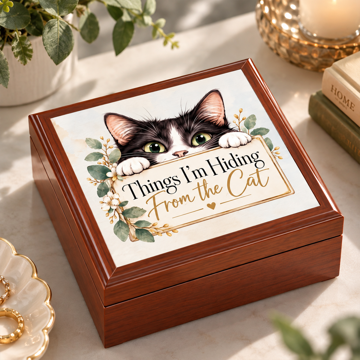 Things I’m Hiding From the Cat Keepsake Box | Funny Cat Lover Storage Box
