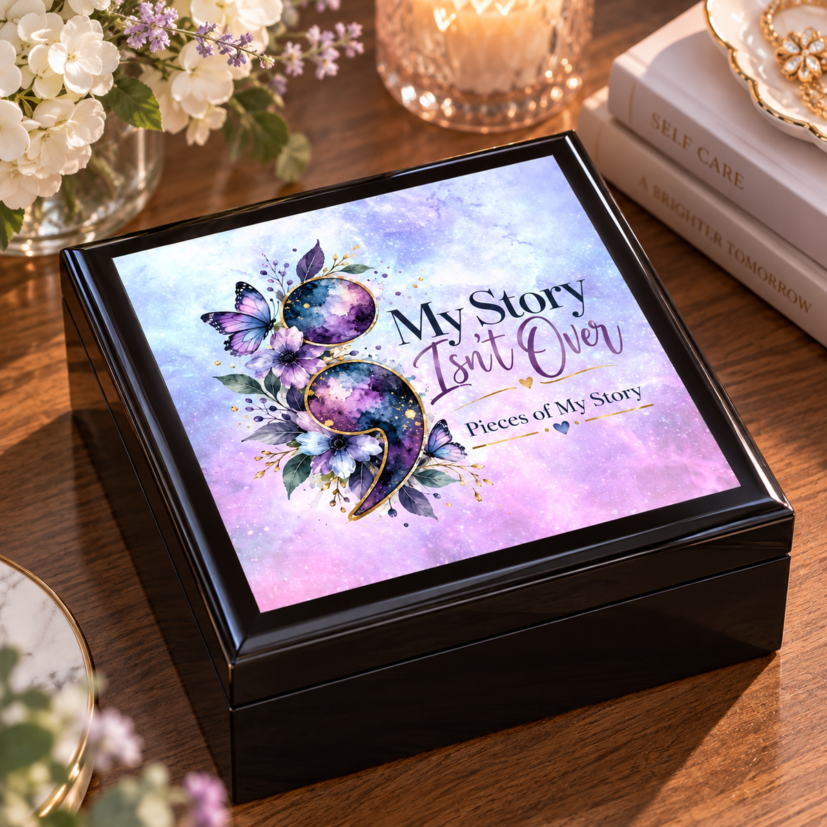 My Story Isn’t Over Keepsake Box | Semicolon Suicide Awareness Gift