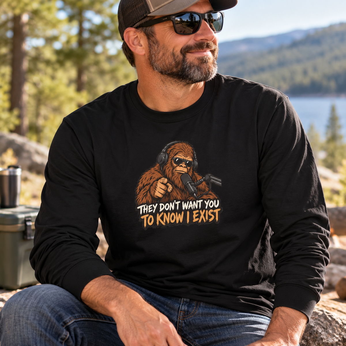 Bigfoot Graphic Long Sleeve Tee - "They Don’t Want You To Know I Exist"