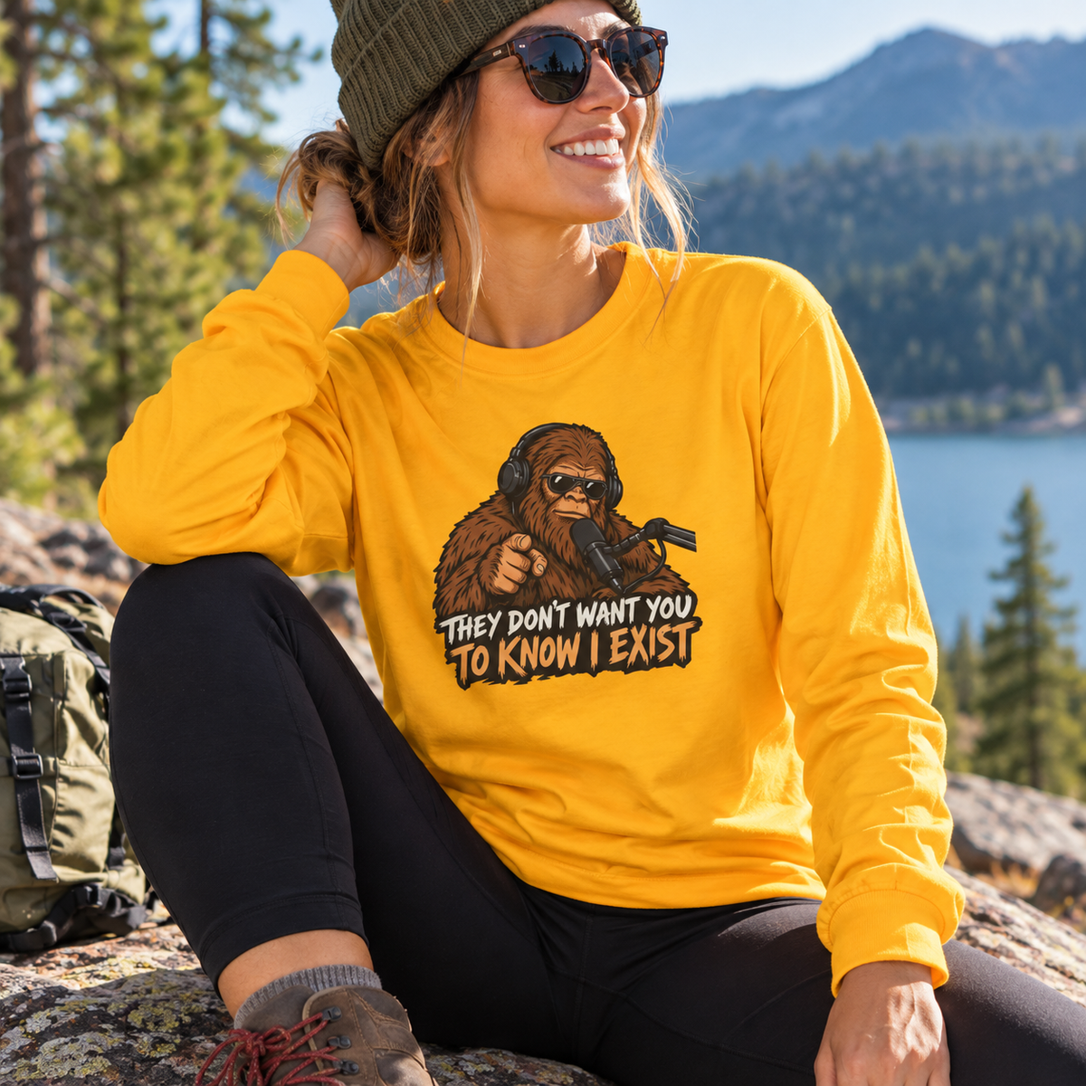 Bigfoot Graphic Long Sleeve Tee - "They Don’t Want You To Know I Exist"
