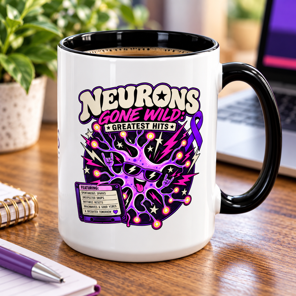 Neurons Gone Wild: Greatest Hits Epilepsy Awareness Accent Coffee Mug (11oz/15oz)