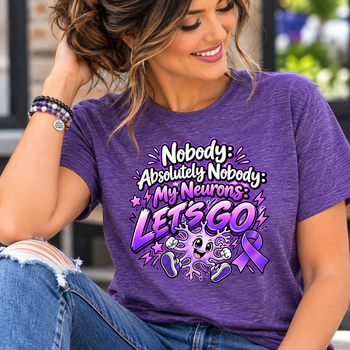 Nobody Absolutely Nobody My Neurons Let’s Go Epilepsy Awareness Women’s T-Shirt