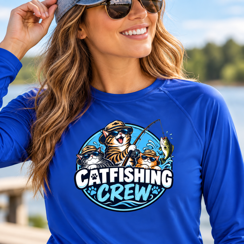 Catfishing Crew Cat Fishing Long Sleeve Rashguard | Funny Fishing Shirt