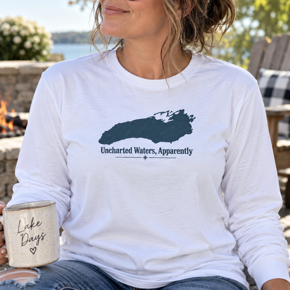 Uncharted Waters, Apparently Long Sleeve Tee | Lake Ontario Humor Shirt