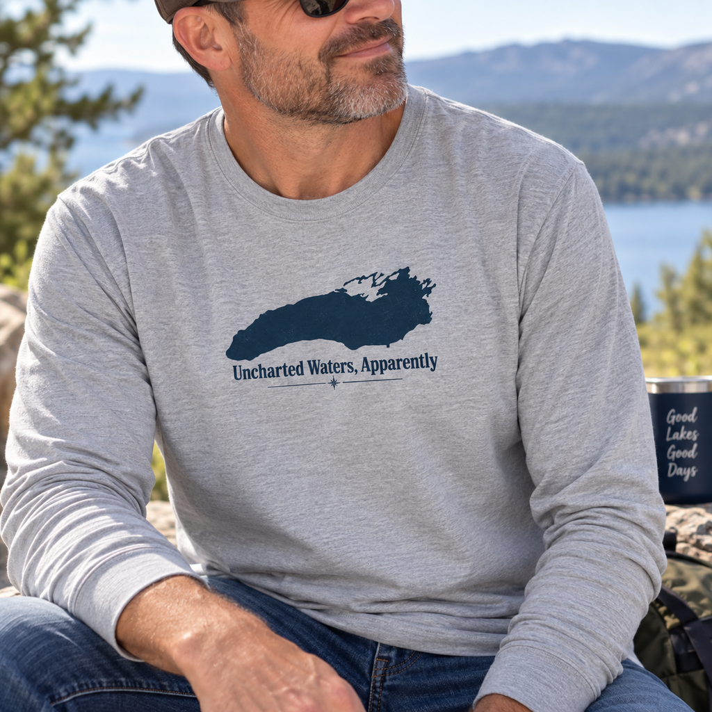Uncharted Waters, Apparently Long Sleeve Tee | Lake Ontario Humor Shirt