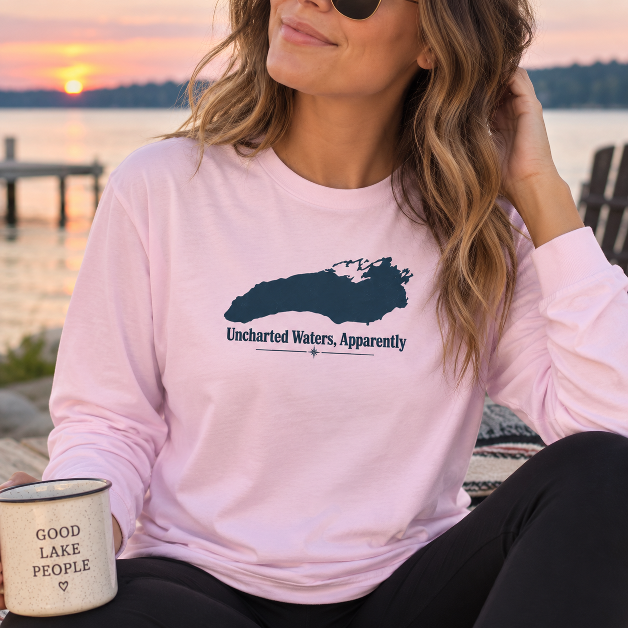 Uncharted Waters, Apparently Long Sleeve Tee | Lake Ontario Humor Shirt