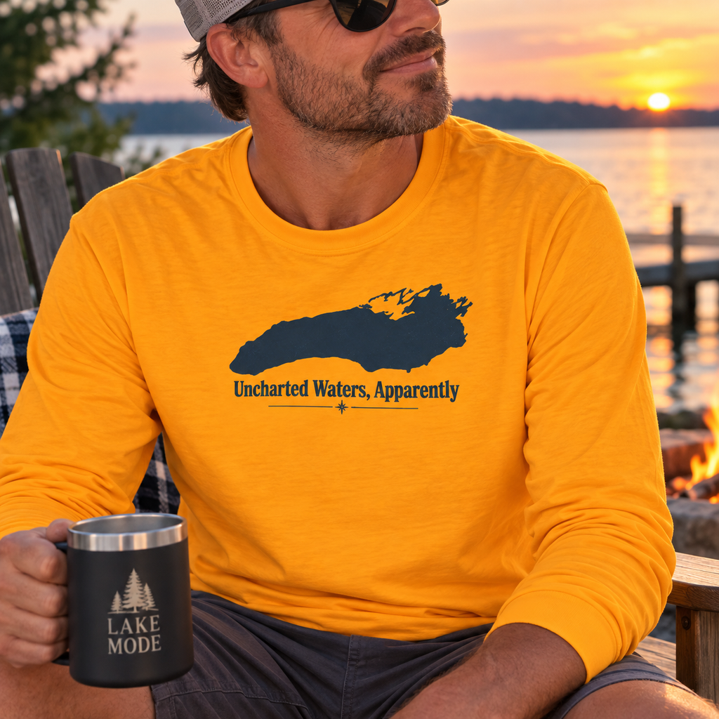 Uncharted Waters, Apparently Long Sleeve Tee | Lake Ontario Humor Shirt